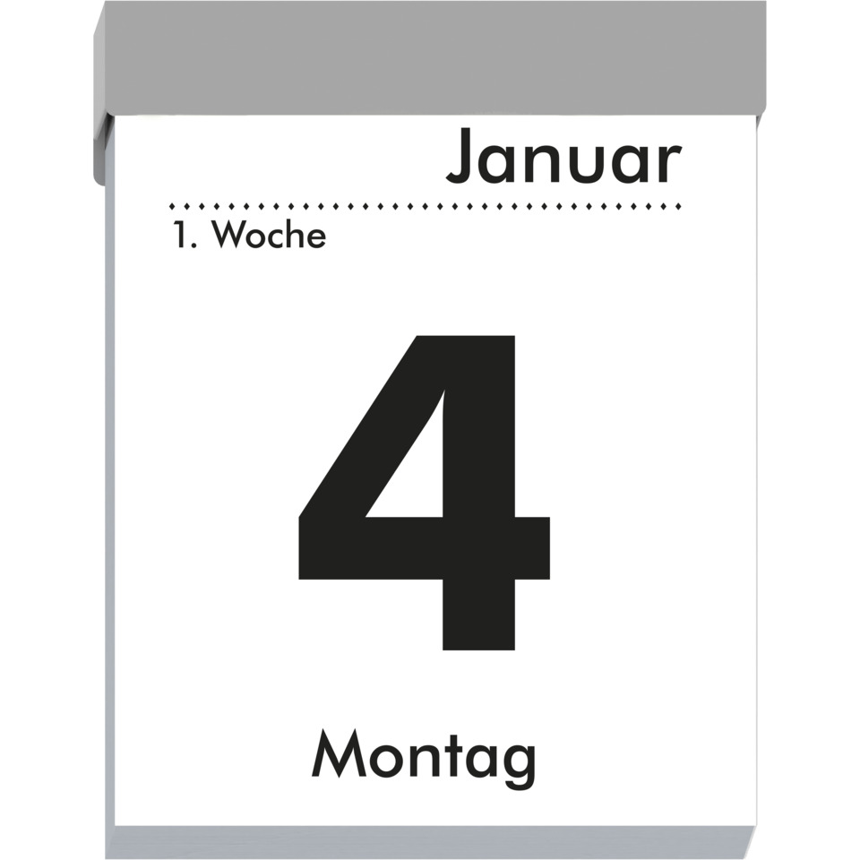 Kalender, Monatstag, Januar, Wochentag, 4