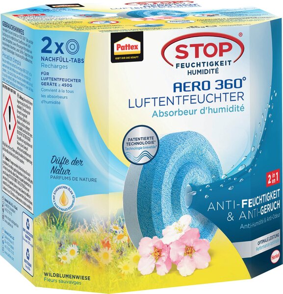 Luftentfeuchter Tab Aero 360 Duftnote Meadow, 2 x 450g Tabs, Nachfüller
