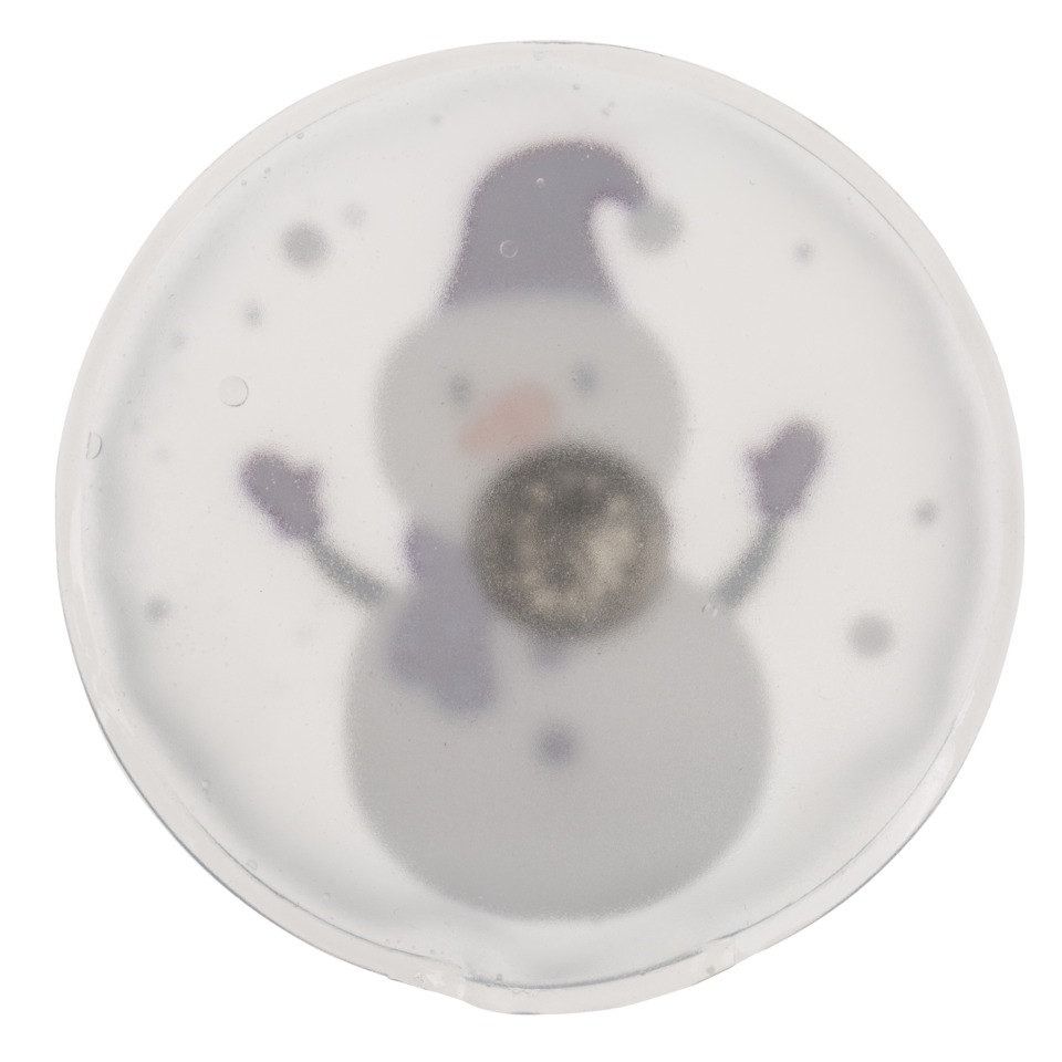 Gel-Wärmekissen, Schneemannmotiv, transparent, rund, wiederverwendbar