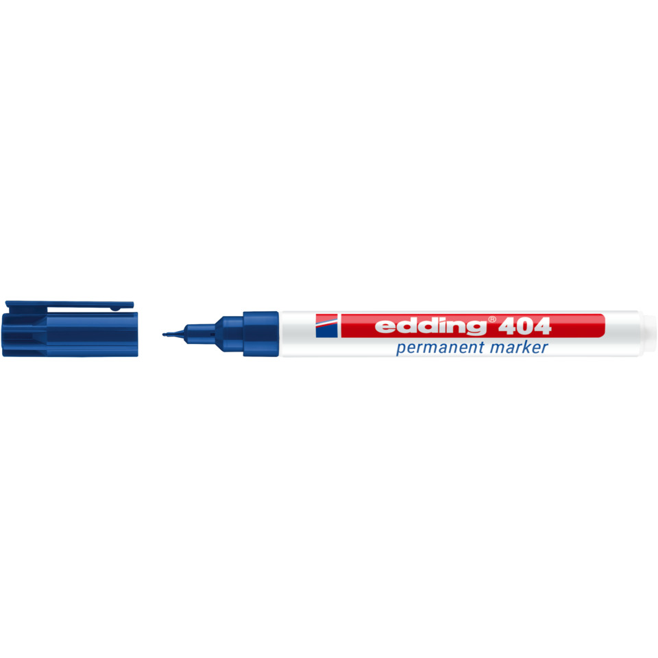 Permanent marker, Marker pen, Blue ink, Fine tip, White barrel