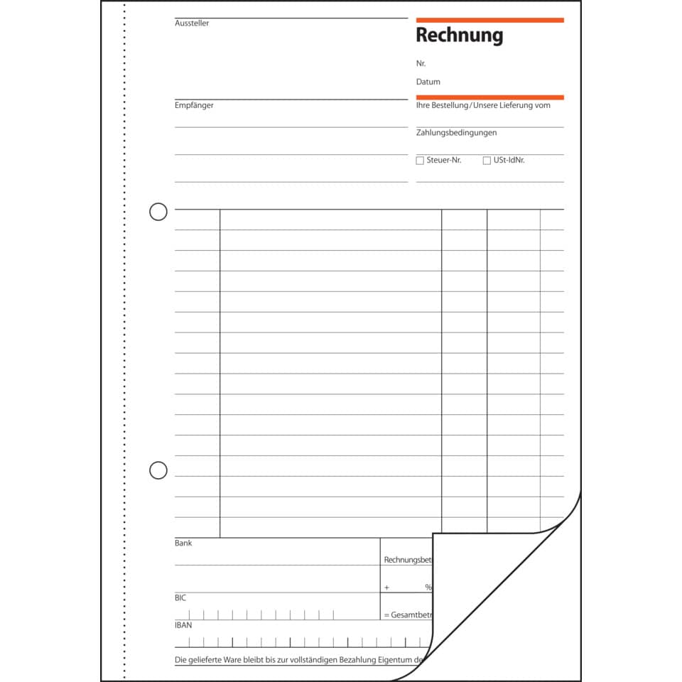 Rechnung, Rechnungsformular, Kopierpapier, Druckformular, Kassenzettel