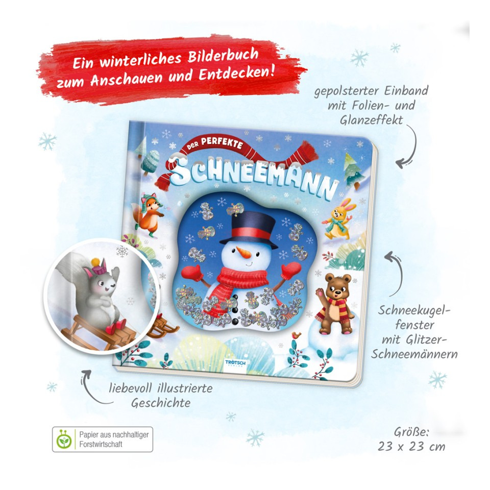 Schneemann, Kinderbuch, Pop-up Fenster, Glitzer-Effekt, Winter-Thema