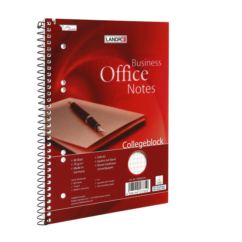 Spiralblock, Notizblock, Kladde, Office Notes, Collegeblock