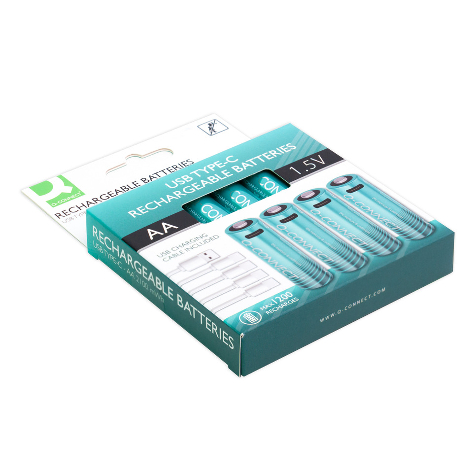 AA-Batterien, Aufladbare, USB-Typ-C, 1,5V, Packung mit 4