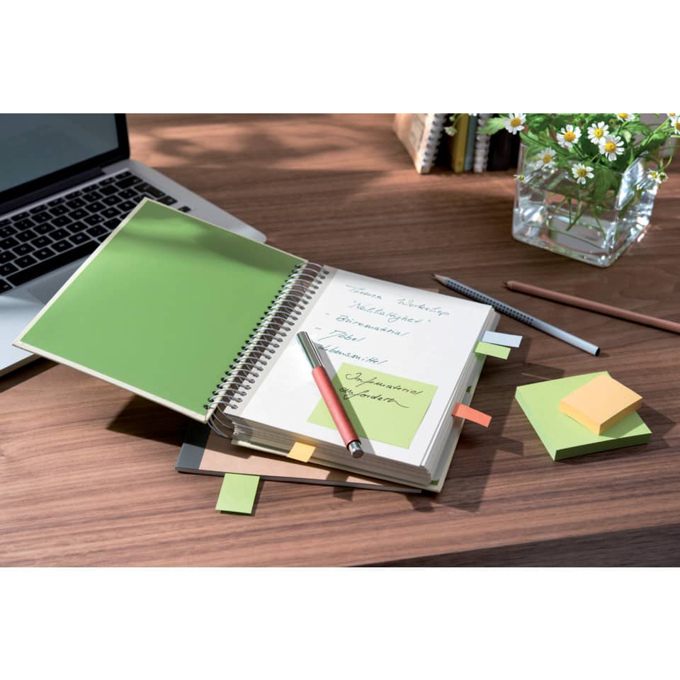 Notizbuch, Spiralbindung, Grün, Schreibtisch, Post-it