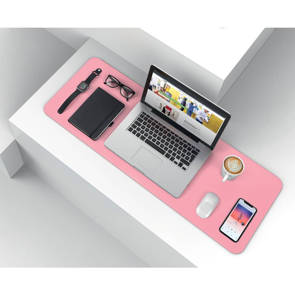 laptop, Schreibtischunterlage, rosa Schreibtischmatte, drahtlose Maus, Kaffee Tasse