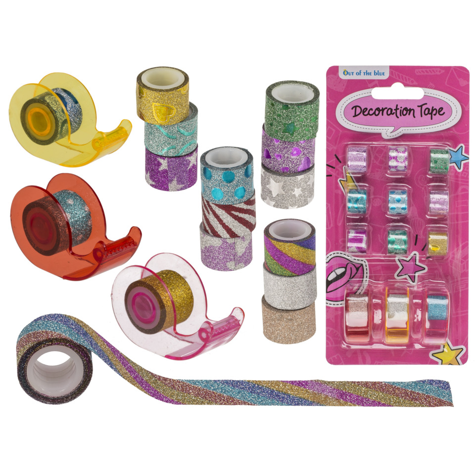 _glitter tape, Dekortape, Washi tape, bunte Rollen, Tapetenset