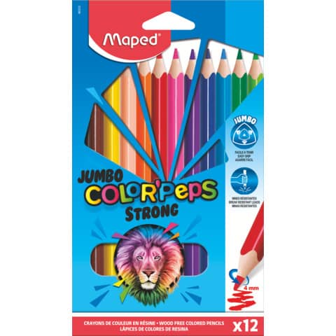Farbstiftetui Color'Peps Strong Jumbo, 12 Stück, sortiert MAPED M863312