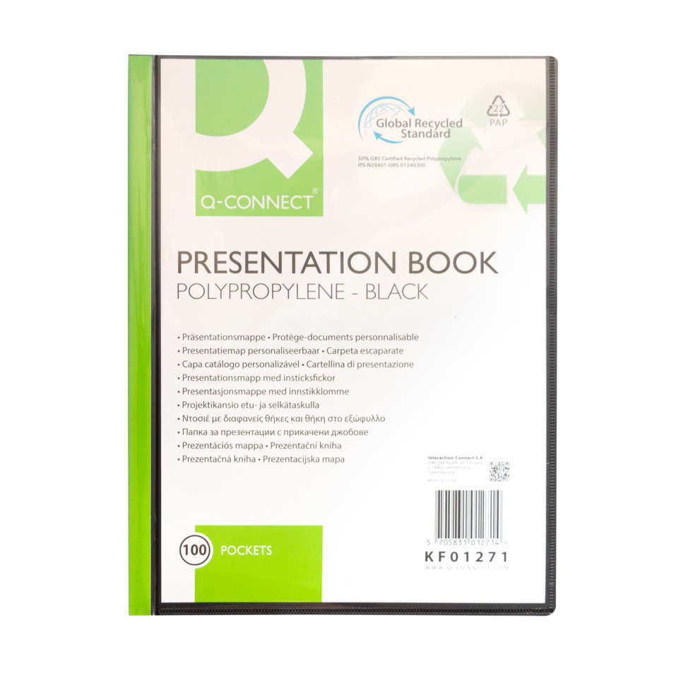 Präsentationsmap, Polystyrol, Schwarz, Taschen, 100 Taschen