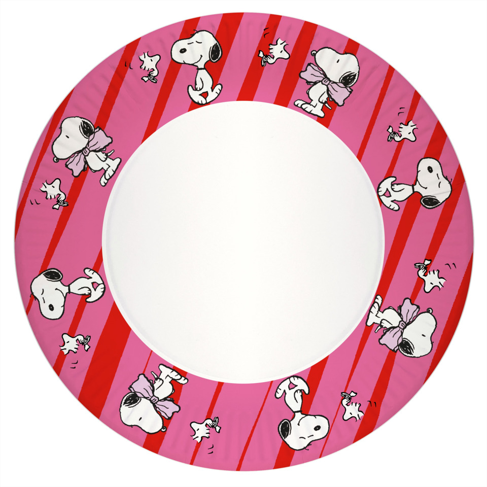 Teller, Runde Form, Snoopy, Puppy, Pink Streifen