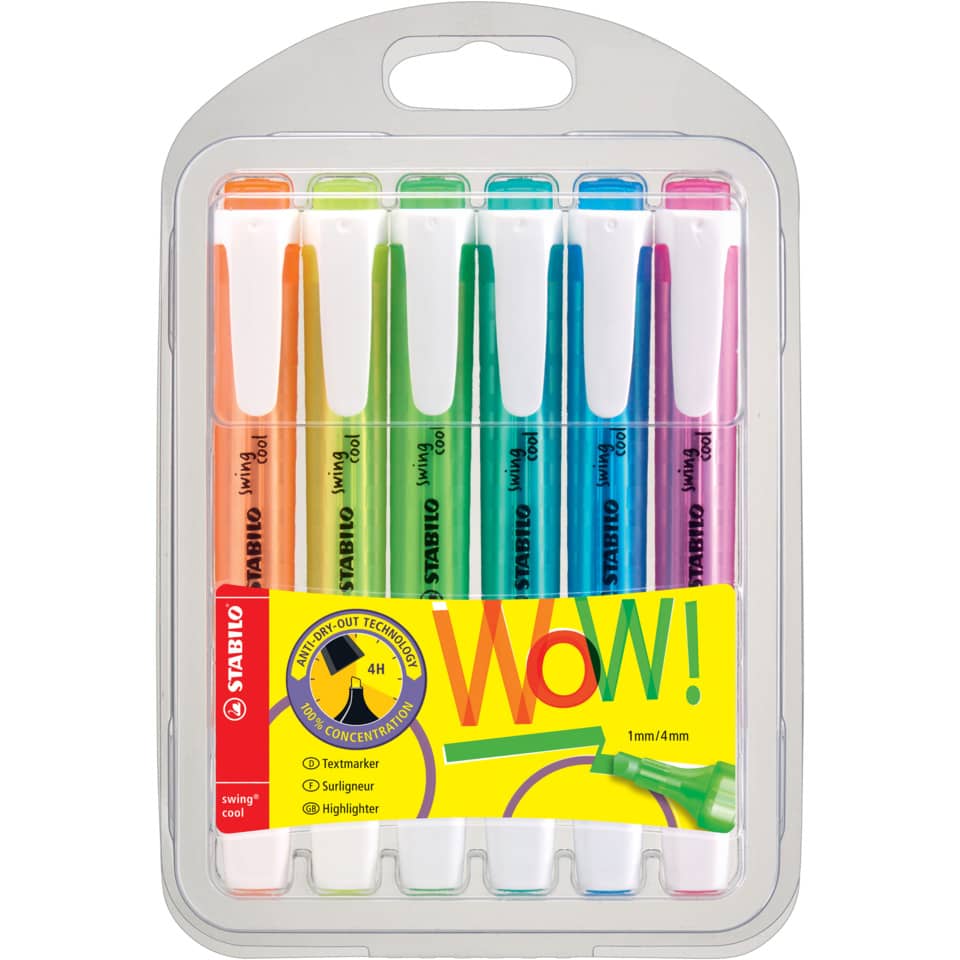 Textmarker, Marker, Fluorescent, Mehrfarbig, Wandcase