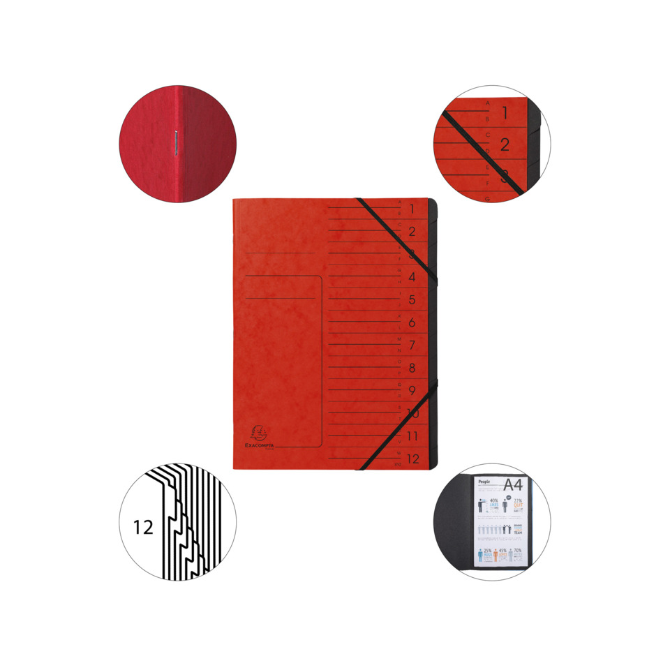 Notizbuch, Rot, Lineal, A4, Gummiband