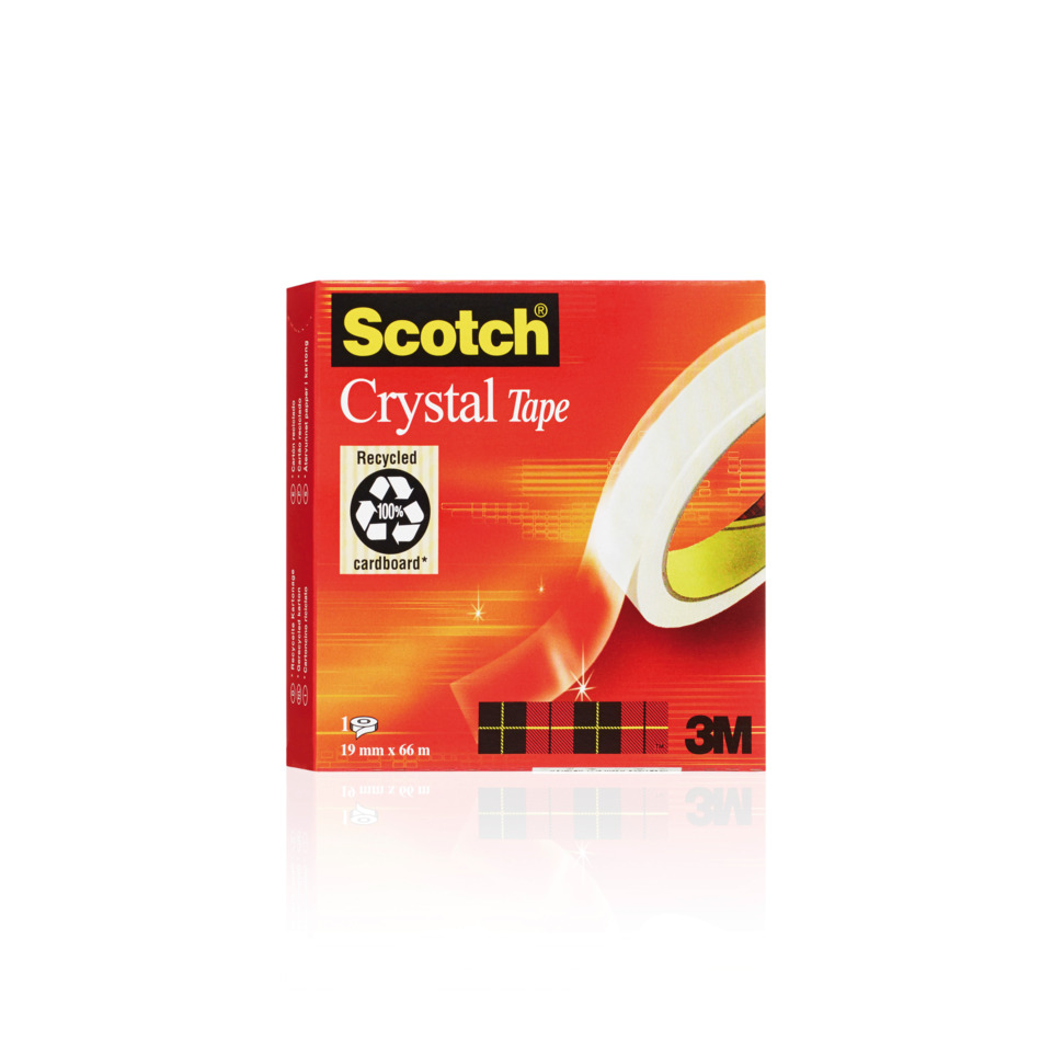 Crystal Tape, Scotch Tape, Recycled Cardboard, Rolllänge 66 m, Klarband?