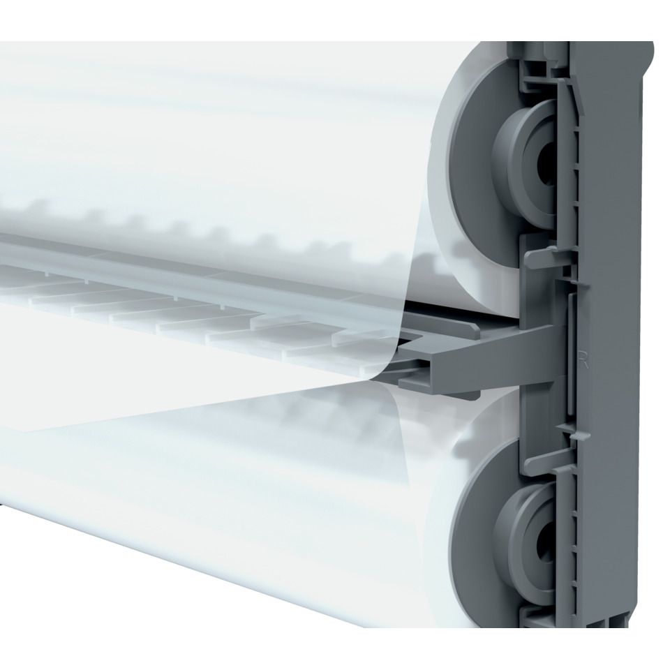  Laminatzaeher,  Schneide,  Kunststoffschiene,  Rollenführung,  Abdeckfolie, Kassette, Rollenkammer, Schwarzweiß, Druckband, Transparente Folie