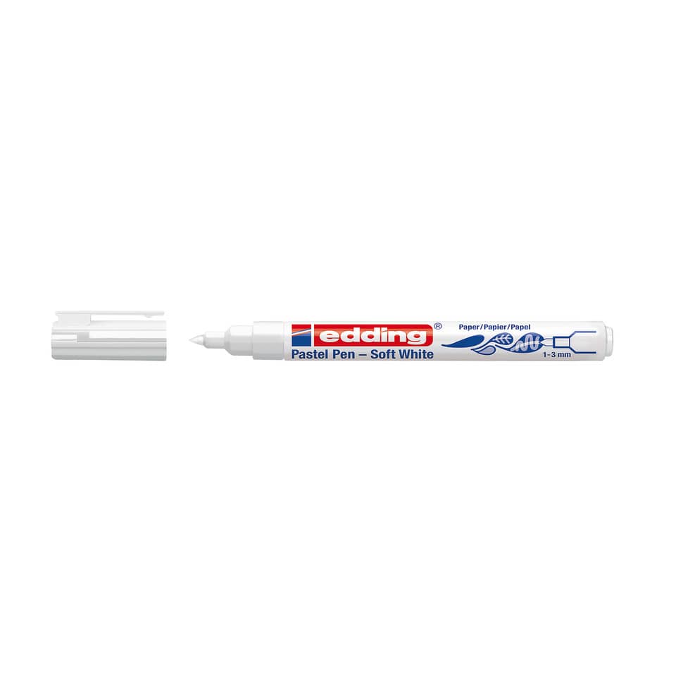 Pastelstift, weißer Stift, Markerstift, Keilspitze, Edding