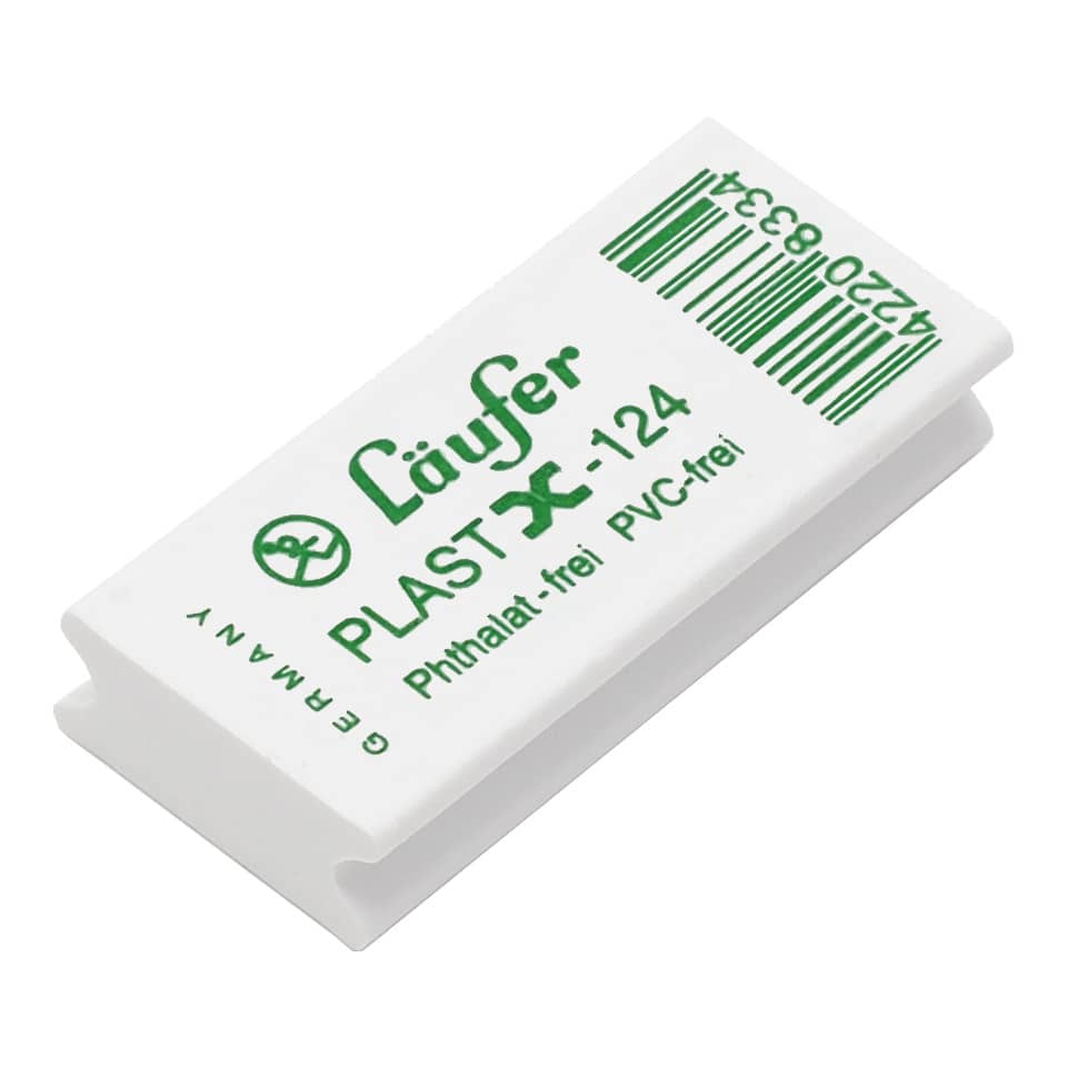 radiergummi, kunststoff, PVC-frei, weiß, grüner druck