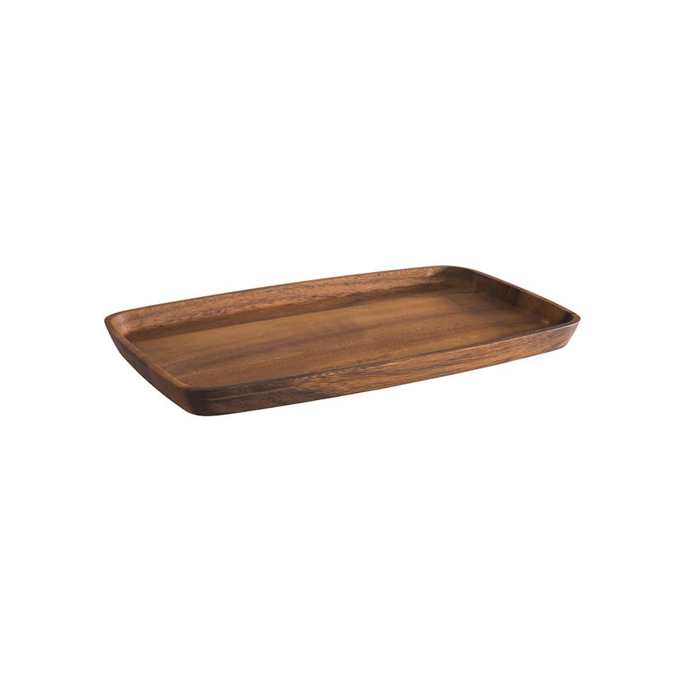 Holzplatte, Servierplatte, eckige Form, braun, flache Schale