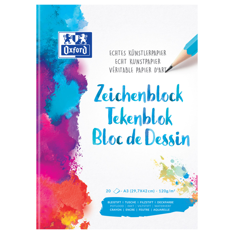 Aquarellpapier, Zeichenblock, A3, Buchblock, Kunstpapier