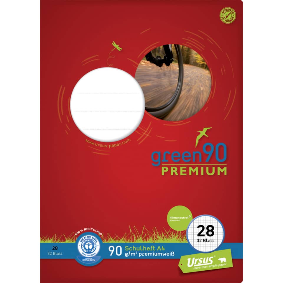 A4 notebook, Schulheft, Papier, 28 Blatt, Premium