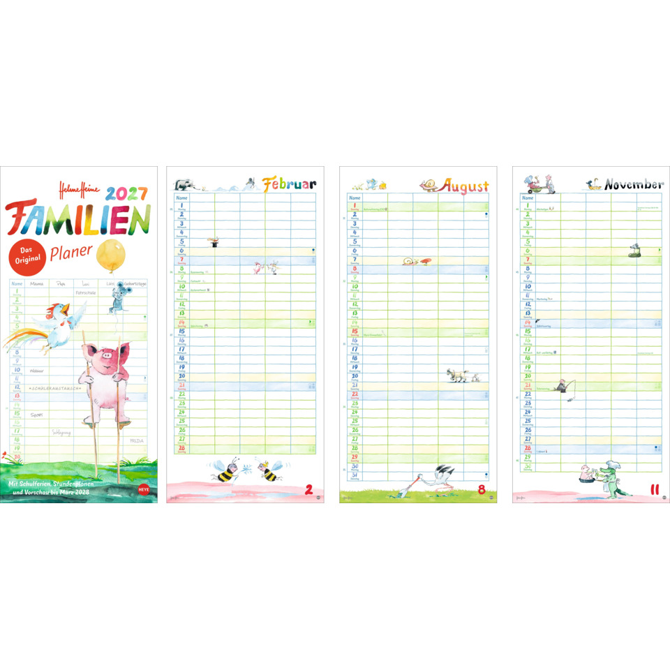 Kalender, Familienkalender, Planer, Monatsübersicht, Kinderillustrationen