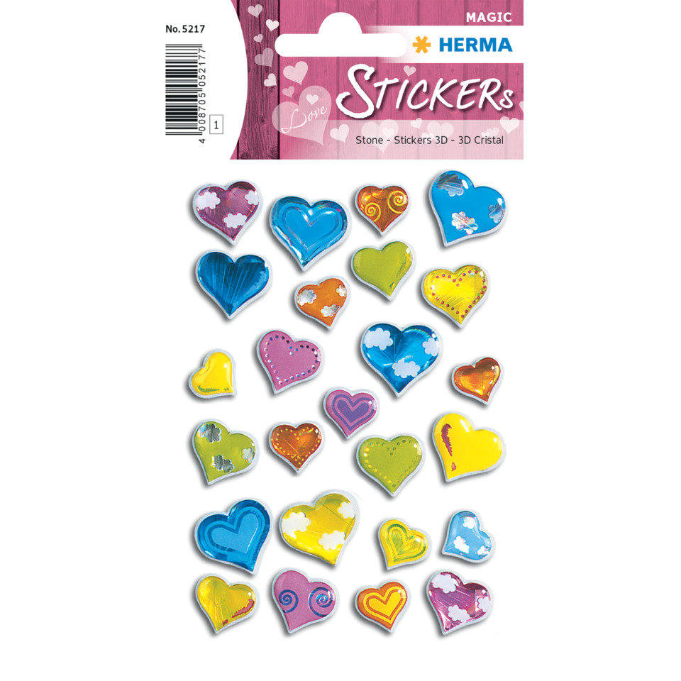 Herz-Sticker, Stickers 3D, Herz-Formen, Kühne Farben, Motiv-Sticker