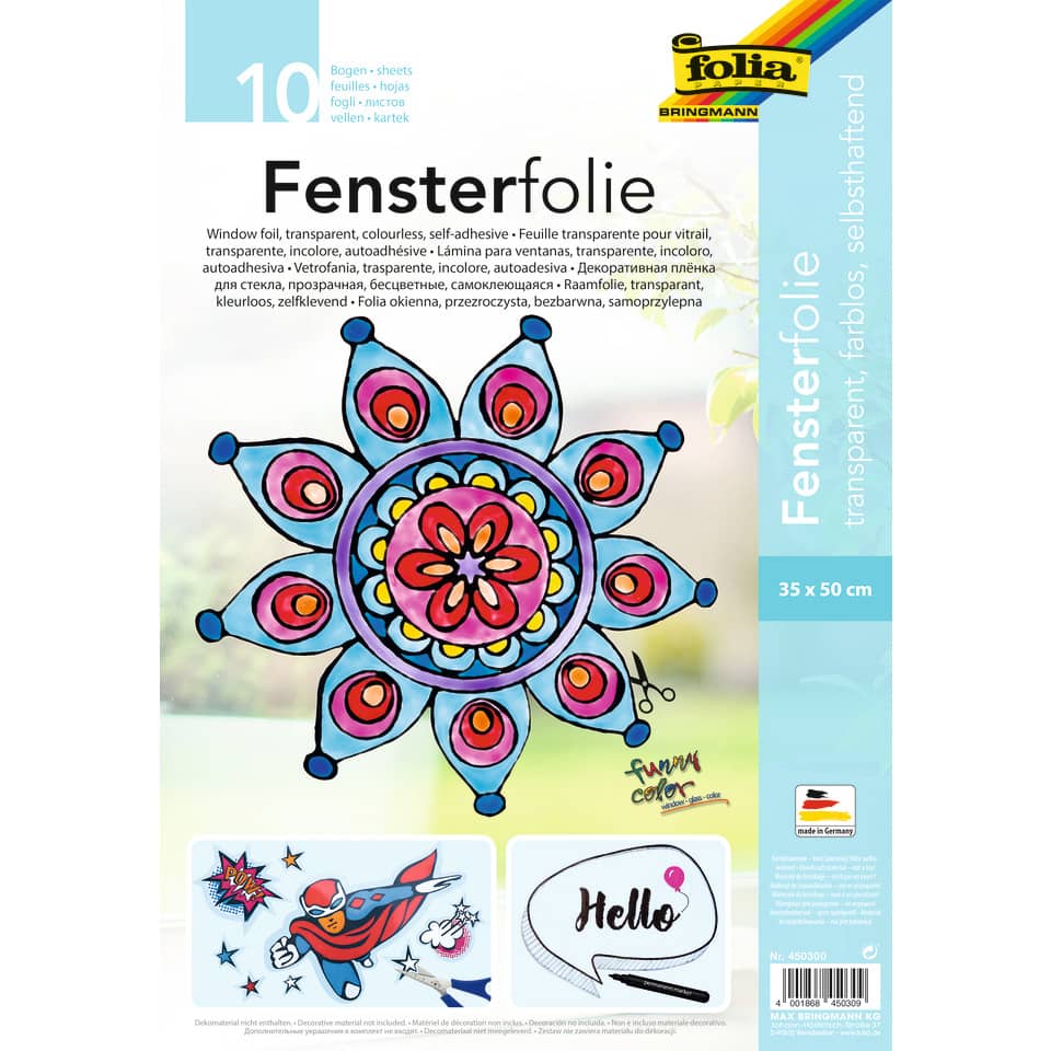 Fensterfolie, Sonnenstern, transparent, Faßtäche, Dekoration