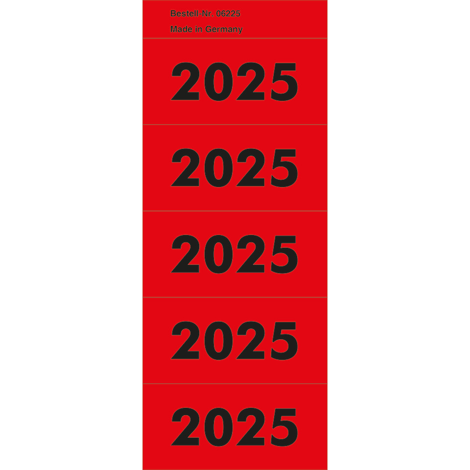 rot, Jahreszahl, 2025, aufgedruckt, gestreift