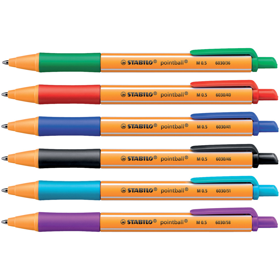 spitzerstift, pointball, stabilo, kugelschreiber, farbset