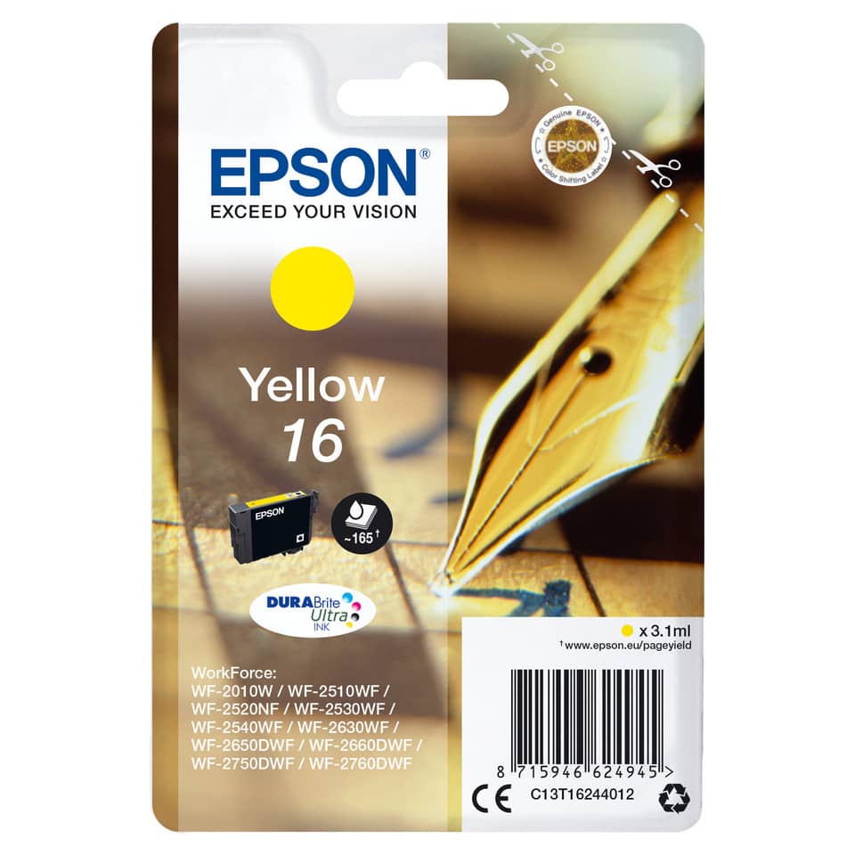 gelb, tintenpatrone, EPSON, DURABrite, 16 ml