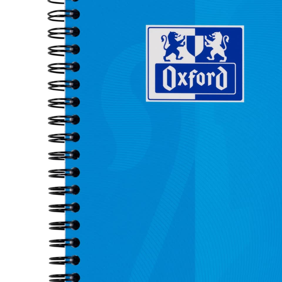 Notizbuch, spiralgebunden, blau, Oxford, Logo