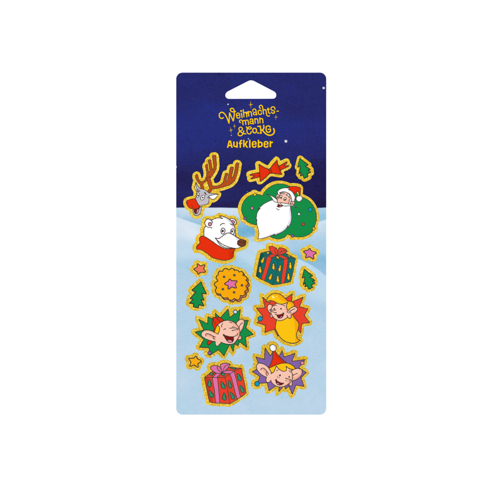 Sticker, Aufkleber, Weihnachten, Motiv, Glitzer