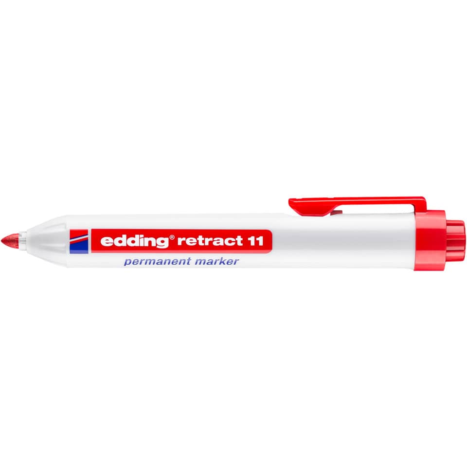 Permanentmarker, Whitemarker, RoterKappen, Feinkopf, Edding retract 11