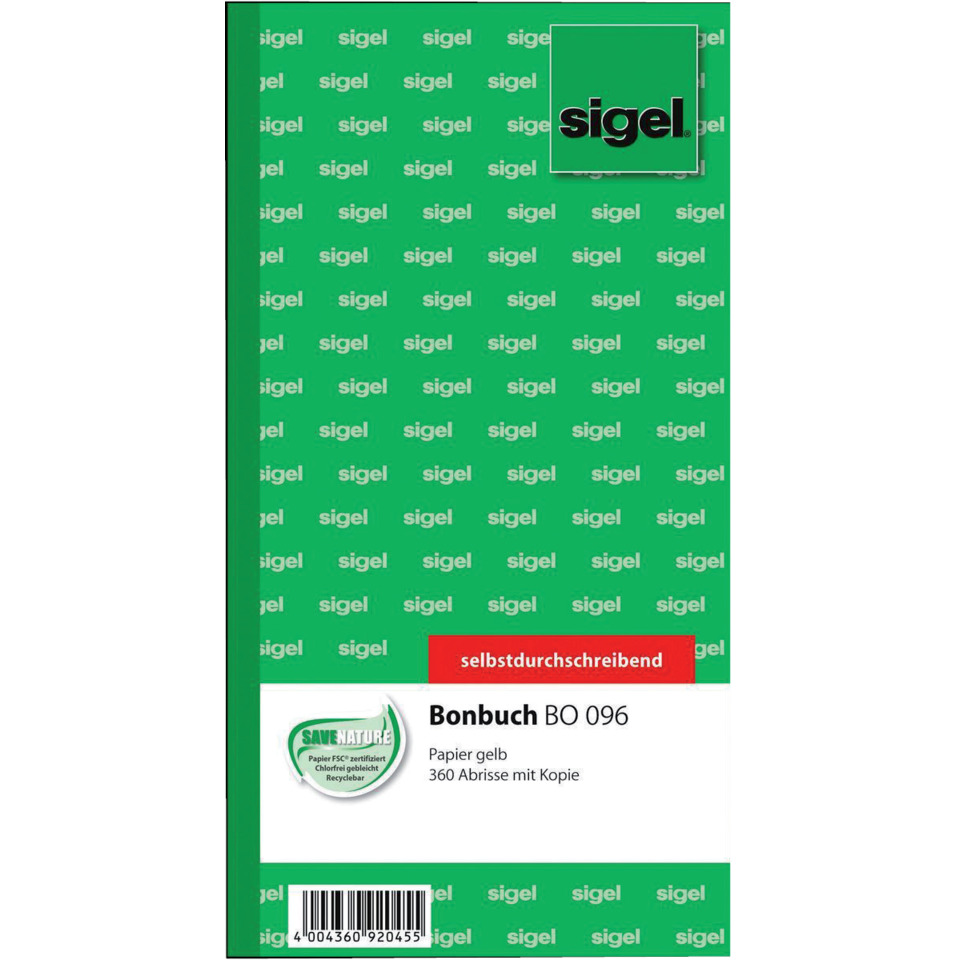 Notizbuch, Bonbuch, Papier gelb, 360 Abstrisse, Selbstdurchschreibend
