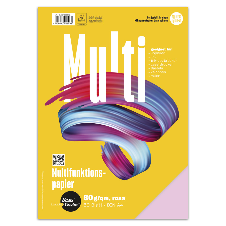 Multifunction paper, DIN A4, 80 g/m², pink, pack of 50 sheets