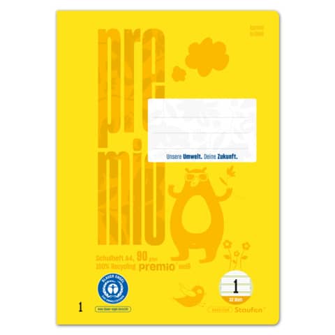 Heft, A4, 90g/m², 32 Blatt, Lin.1, liniert STAUFEN PREMIO 040784001
