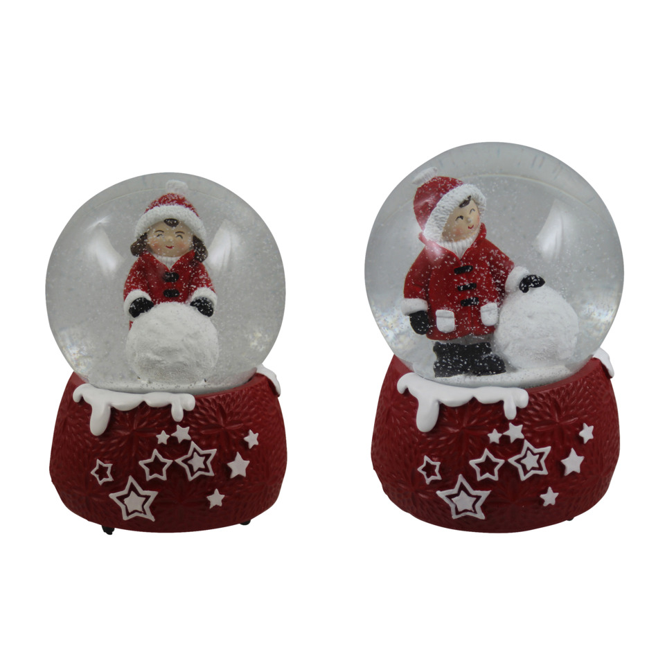 Schneekugel, Schneemann, Rot, Glitzer, Dekoration