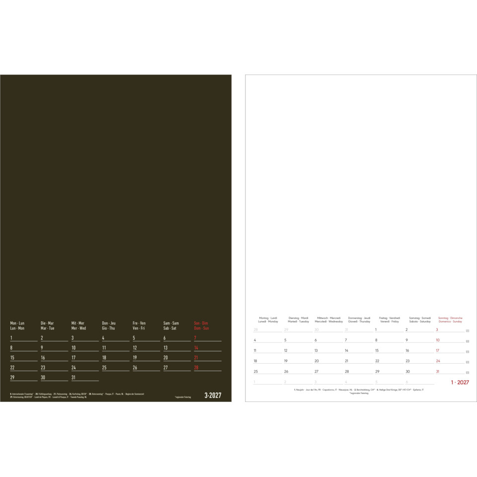 Kalender, Wandkalender, Monatskalender, brauner Hintergrund, Gitterlayout