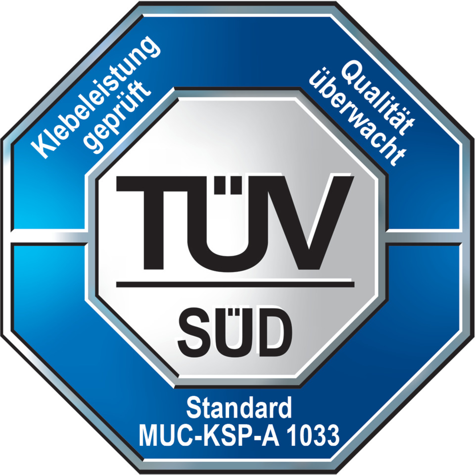 TÜV, Qualität, Klebebeistung, überwacht, Standard