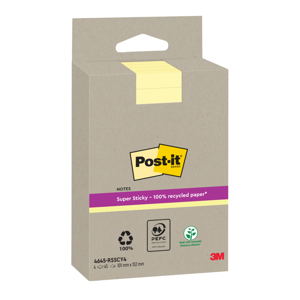 Post-it notes, Sticky notes, Recycled paper, Notizblock Pack, 4 x 101 mm