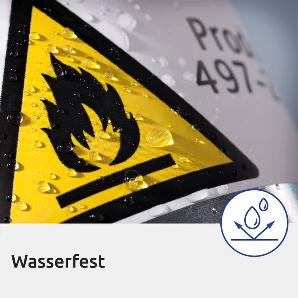 Wasserwarnung, Warnschild, Etikett, Wasserfest, Hinweiszeichen