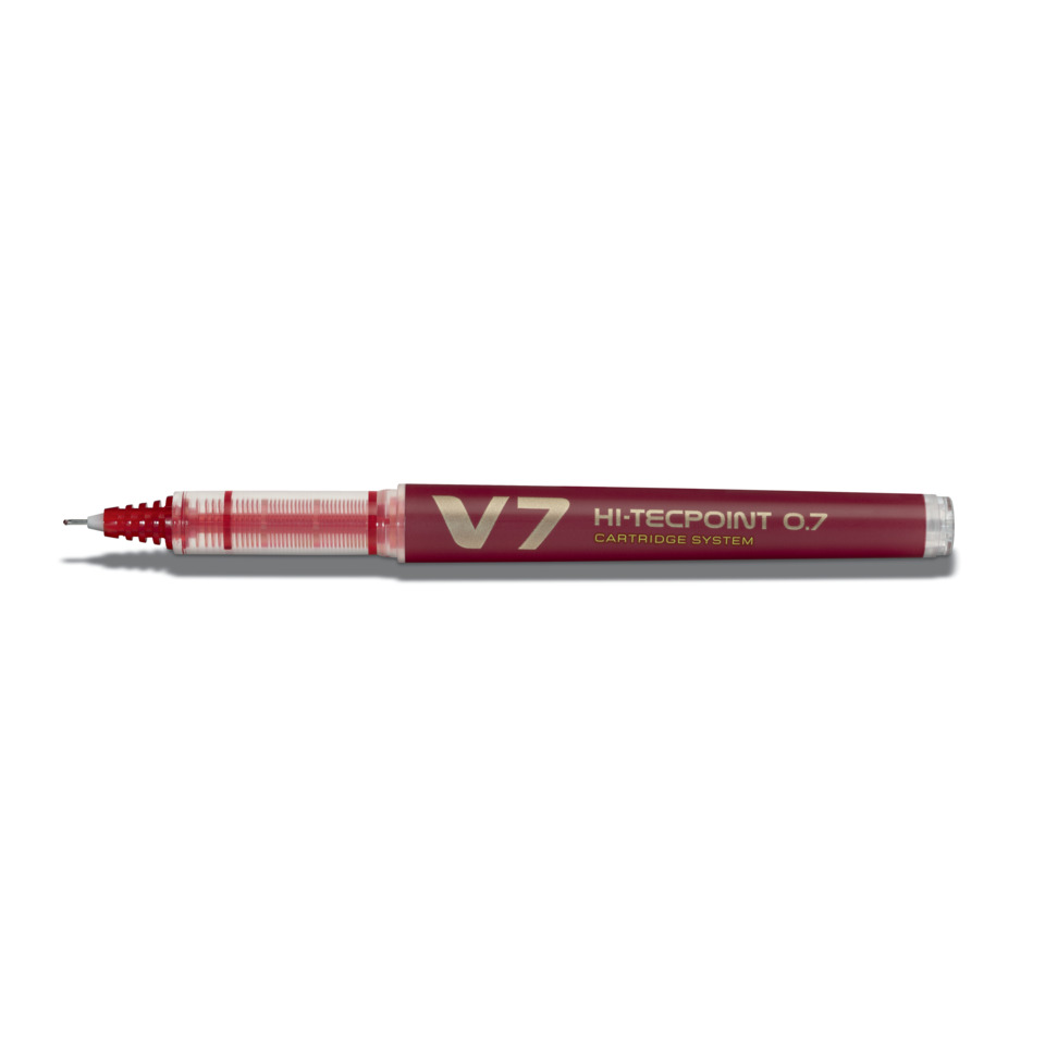 rötlicher Marker, Korrekturstift, Filzstift, V7 Cartridge, Hi-TEC Point 0.7, Kunststoff-Tintenroller, V7, Hi-Teqpoint 0.7, Kartuschensystem, rot
