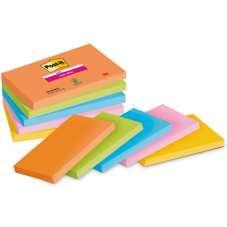 Notizblöcke, Sticky Notes, Post-it, bunte Farbstifte, Klebezettel, Papierblock