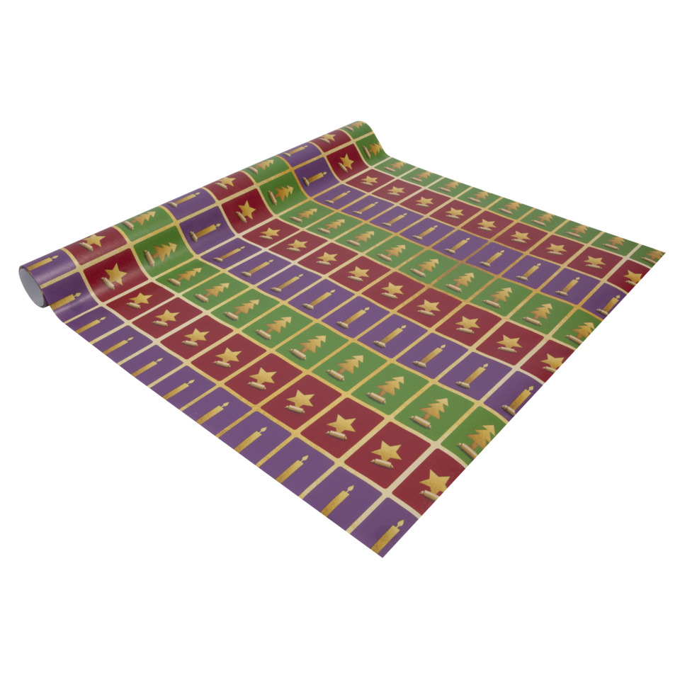 Wrappapier, Geschenkpapier, Buntes Muster, Karomuster, Sternenmotiv