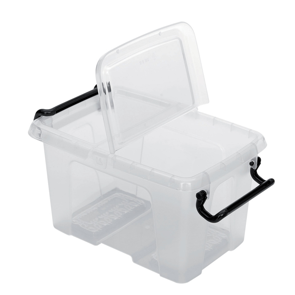 Aufbewahrungsbox, Kiste, Transparente Box, Tragegriff, Klappdeckel