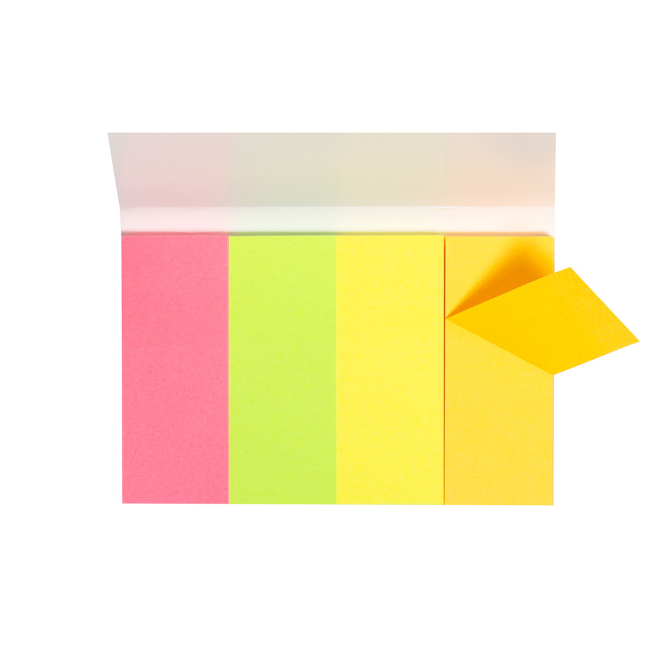 Post-it, Haftennotizen, neonfarben, bunte Mappe, Notizset