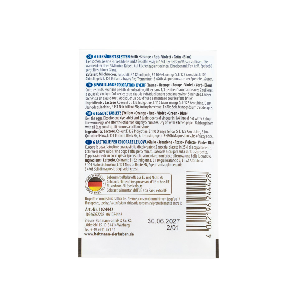 Eierfarbstoff, Nahrungsmittelzusatz, Lebensmittelfarbe, Pastillen, Zutaten