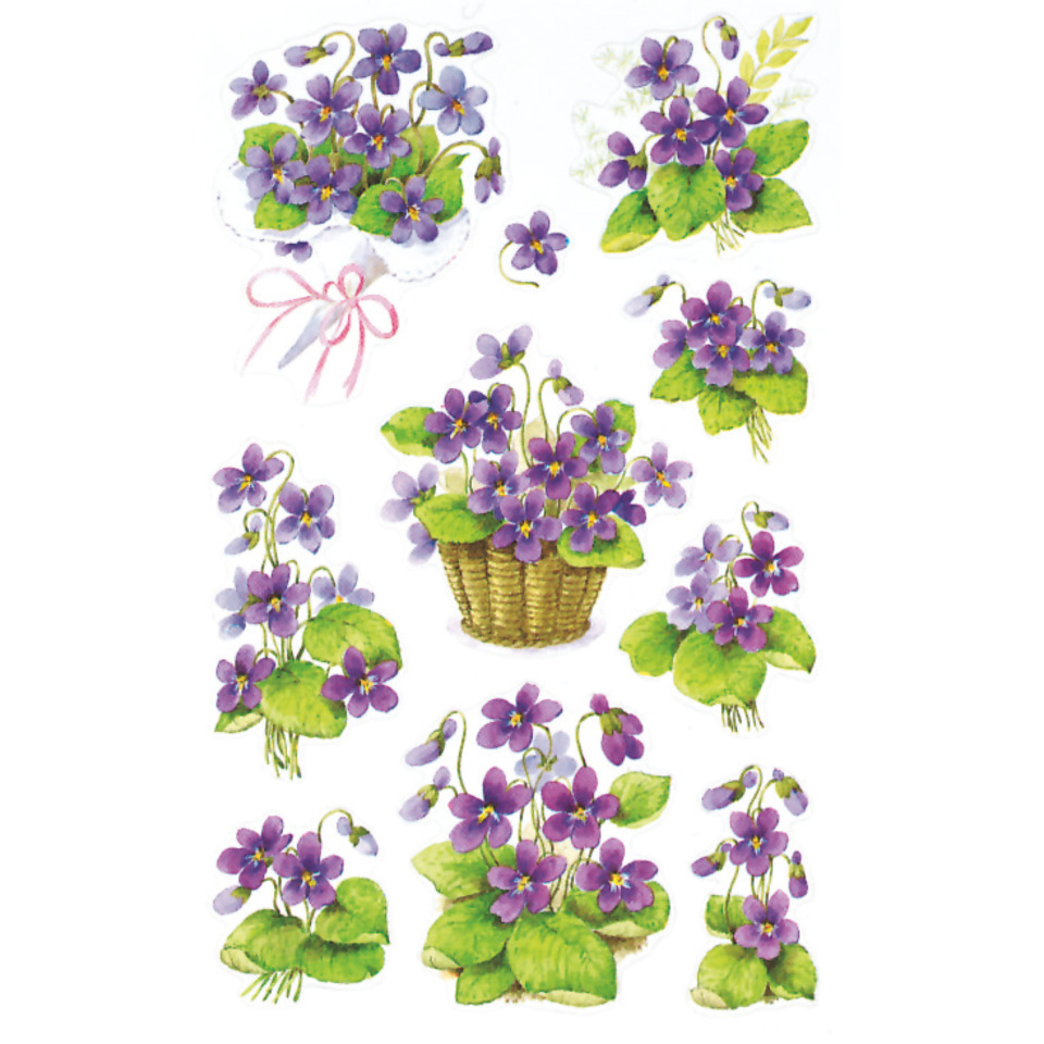 Veilchen, Stoffaufkleber, Blumen, Pflanzen, Niedliche Dekoration