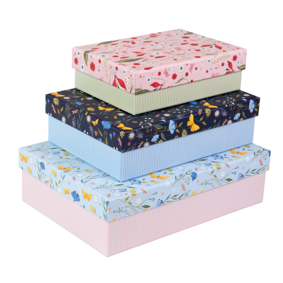 Geschenkboxen, Schachtel, Muster floral, Pastellfarben, Mehrfachboxen