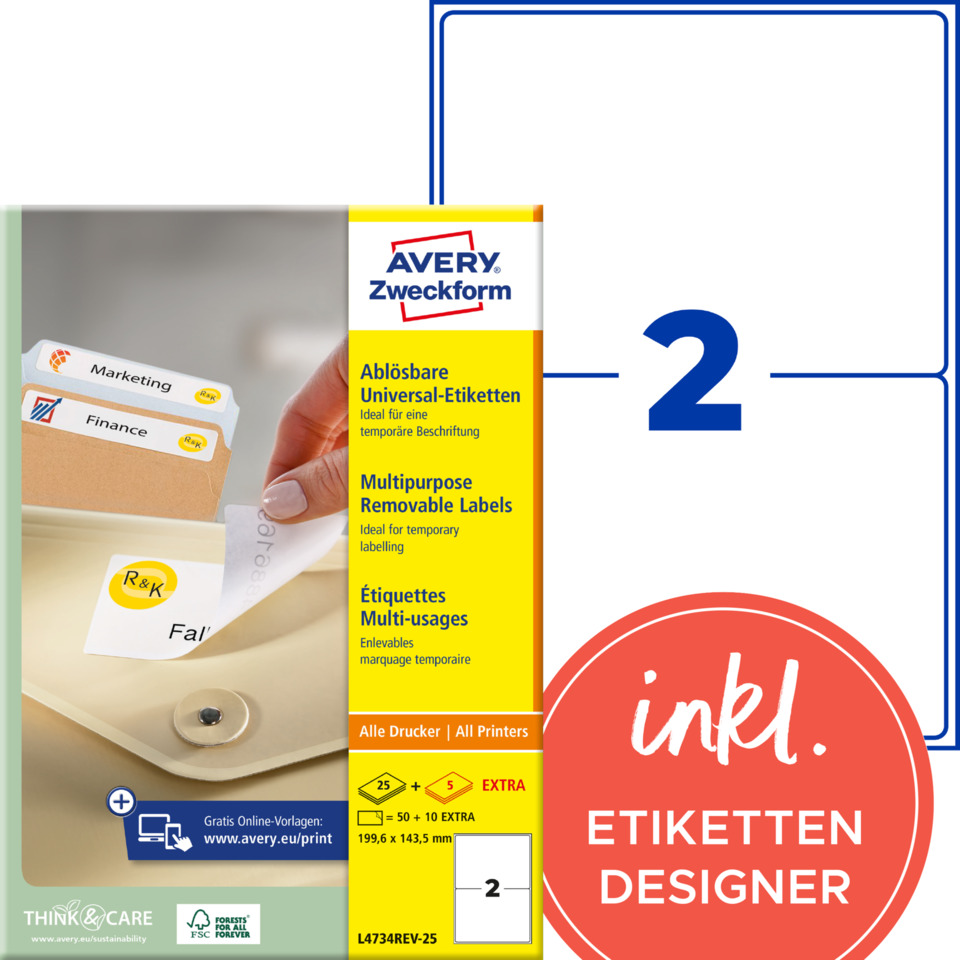 etiketten, Aufkleber, Zweckform, Kunststoffetiketten, Abziehbare Etiketten