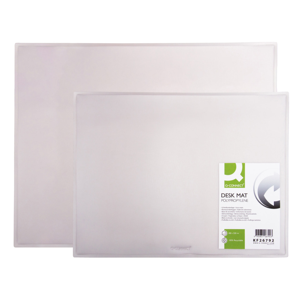 Schreibtischunterlage, Polypropylen, klar, weiß, zwei Paneele